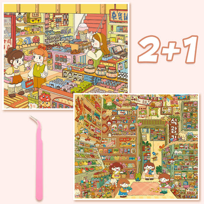 3D DIY Scene Sticker Kit -Grocery store&Cloudside Shop(1 Free Tweezer)