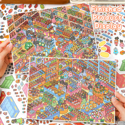 3D DIY Scene Sticker Kit -General Store&Happy House Supermarket(1 Free Tweezer)