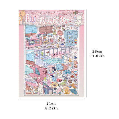 3D DIY Scene Sticker Kit -Pink Cloud Fantasy&Warm Fluffy Dream(1 Free Tweezer)