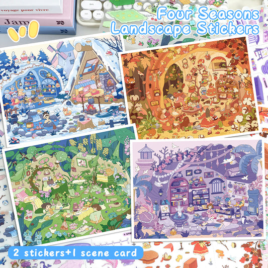 3D DIY Scene Sticker Kit -Four Seasons Series Scene Sticker(1 Free Tweezer)