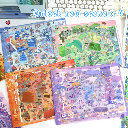 3D DIY Scene Sticker Kit -Four Seasons Series Scene Sticker(1 Free Tweezer)