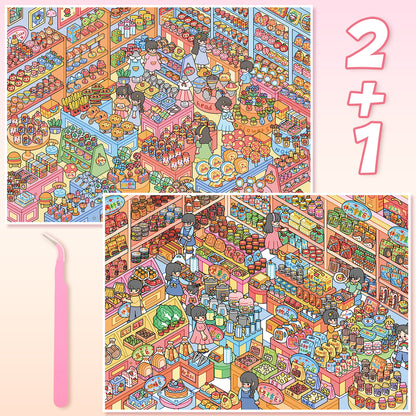 3D DIY Scene Sticker Kit -General Store&Happy House Supermarket(1 Free Tweezer)