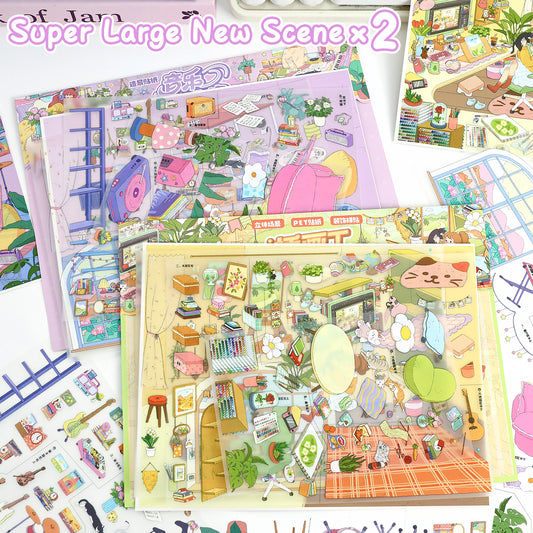 3D DIY Scene Sticker Kit -Illustration Studio&Music Studio(1 Free Tweezer)