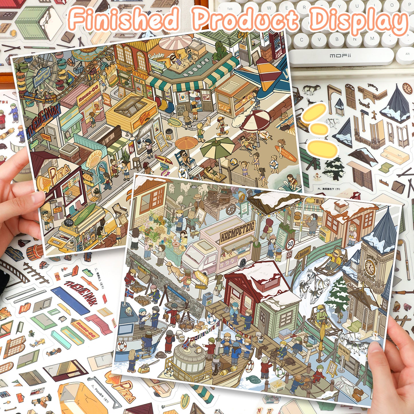 3D DIY Scene Sticker Kit -California coast&Norwegian town(1 Free Tweezer)