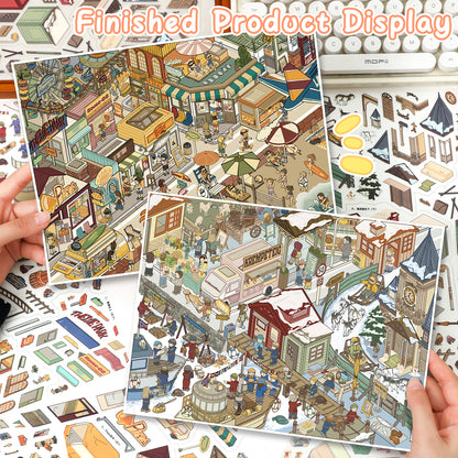 3D DIY Scene Sticker Kit -California coast&Norwegian town(1 Free Tweezer)