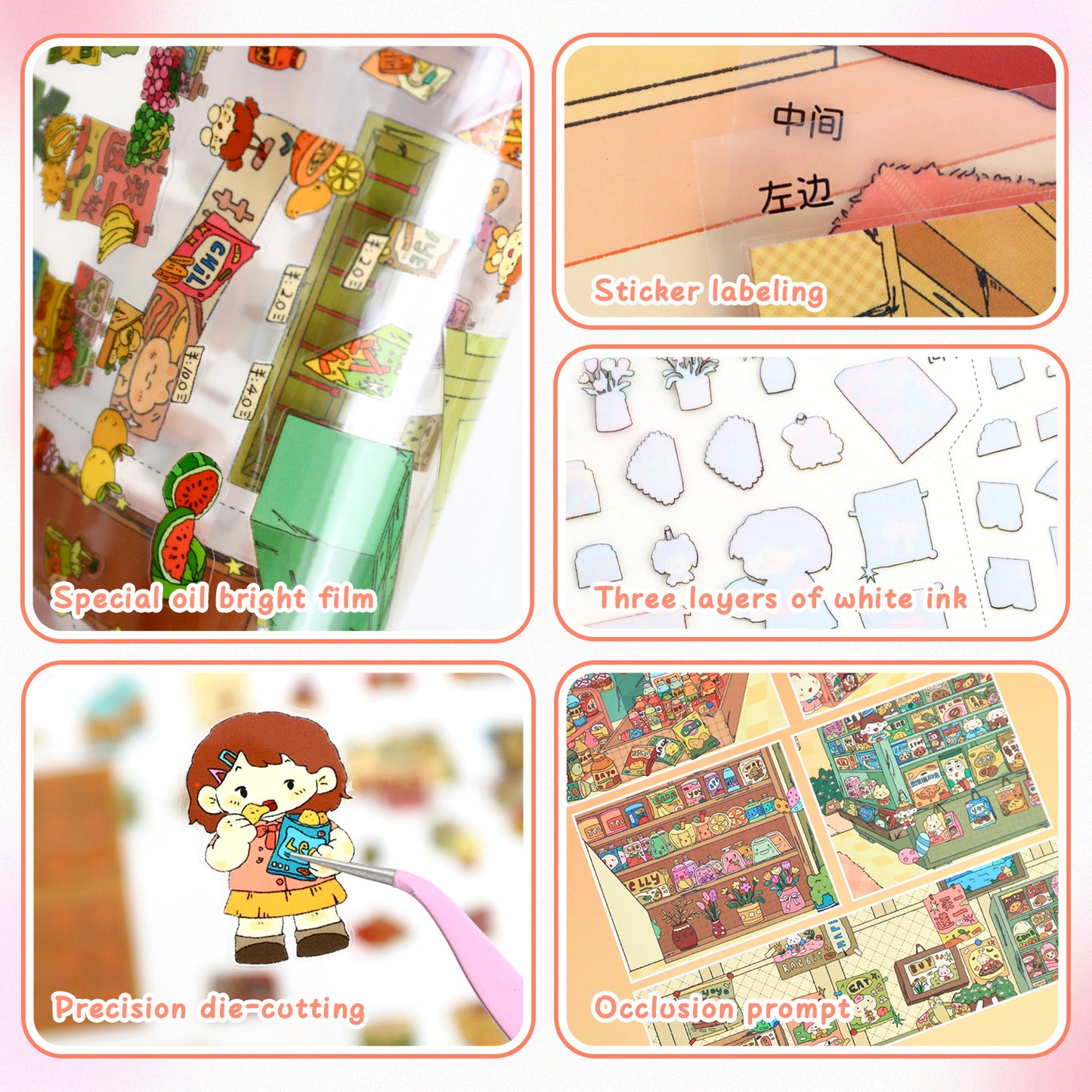 3D DIY Scene Sticker Kit -Grocery store&Cloudside Shop(1 Free Tweezer)
