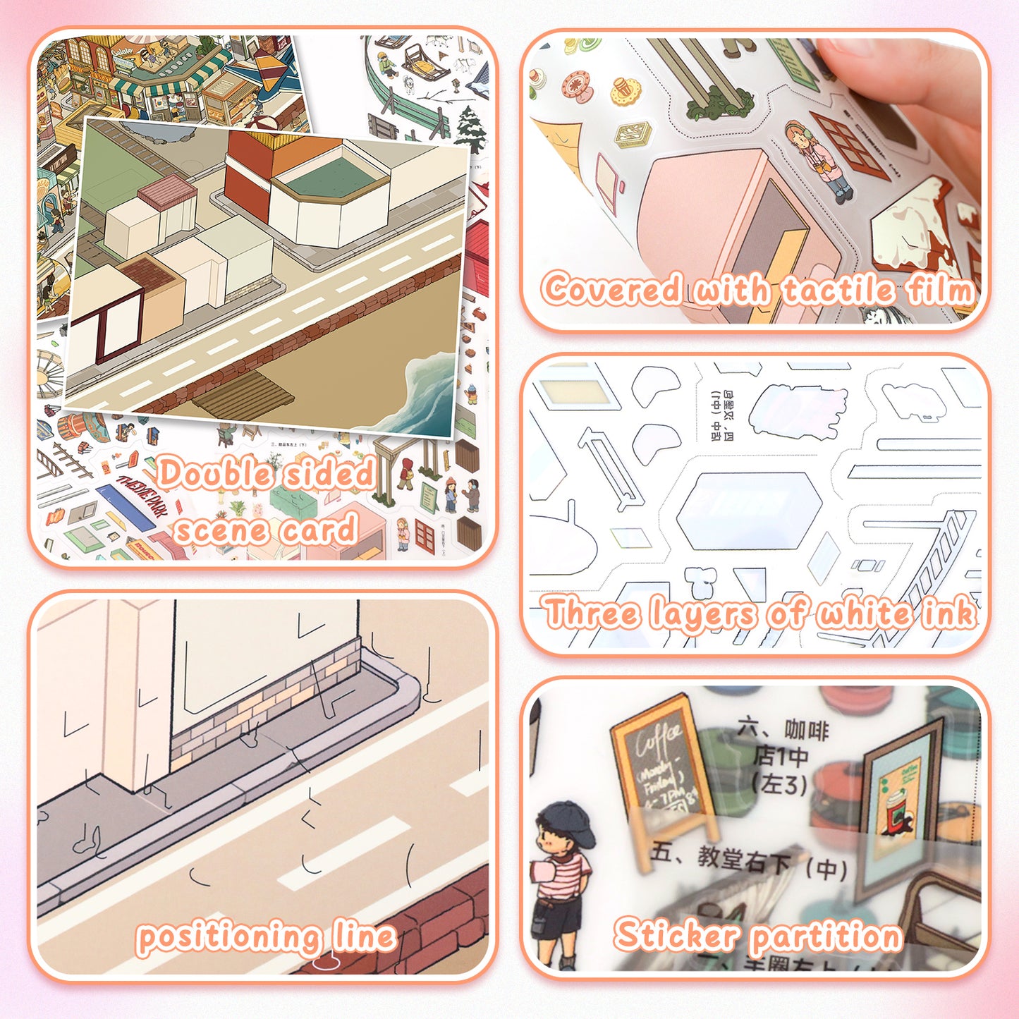 3D DIY Scene Sticker Kit -California coast&Norwegian town(1 Free Tweezer)