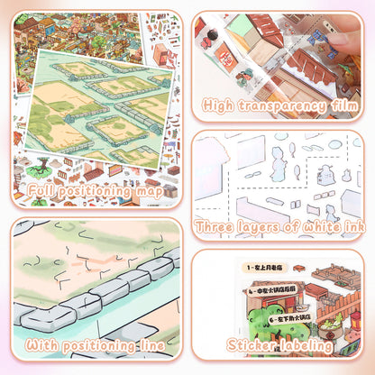 3D DIY Scene Sticker Kit -Spring Wind He Village&Winter Windhe Village(1 Free Tweezer)