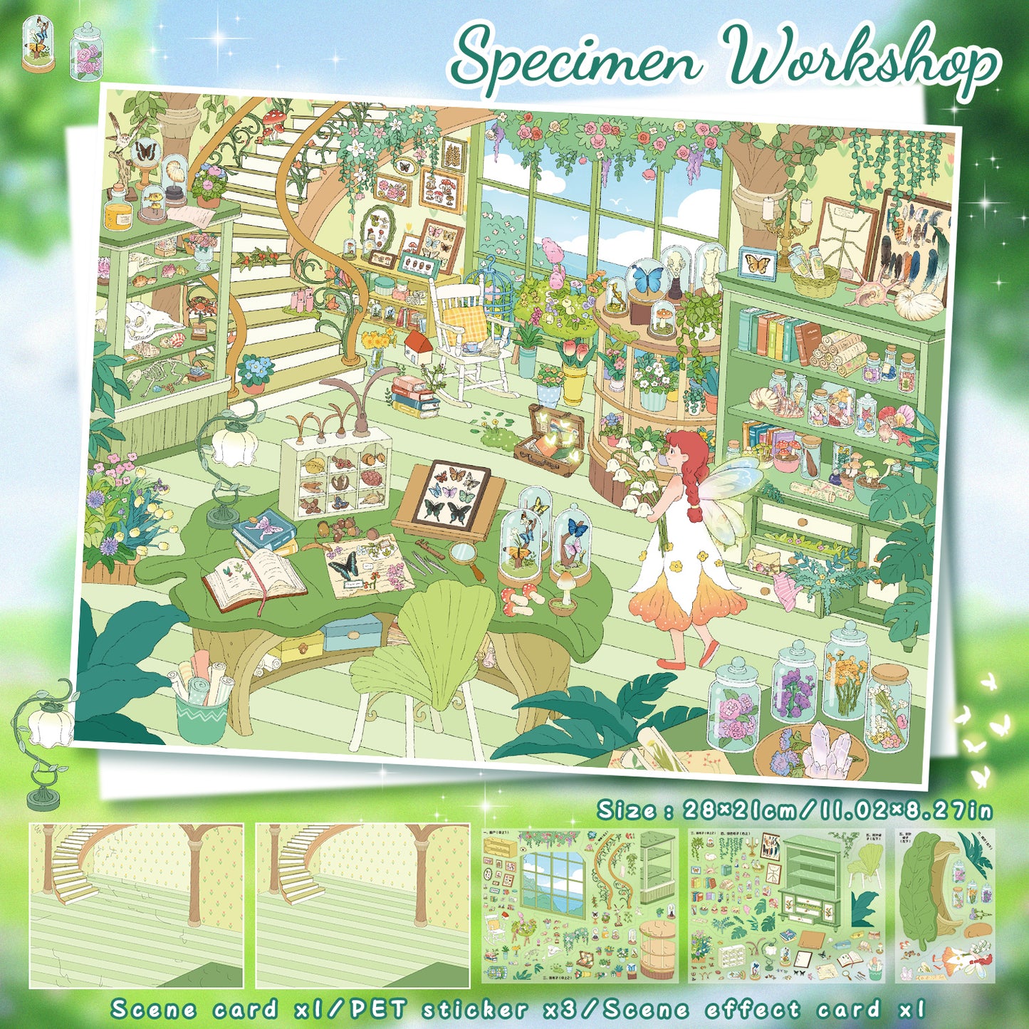 3D DIY Scene Sticker Kit -Specimen Workshop&Tarot Reading Shop(1 Free Tweezer)