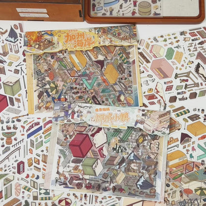 3D DIY Scene Sticker Kit -California coast&Norwegian town(1 Free Tweezer)
